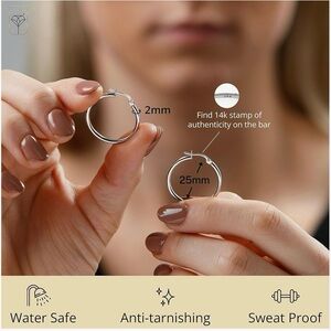 Max & Stone 14k White Gold 25mm Hinged Hoop Earrings New